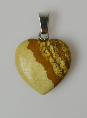 Pendentif Coeur en Pierre de Jaspe Paysage - 20mm (pic 1)