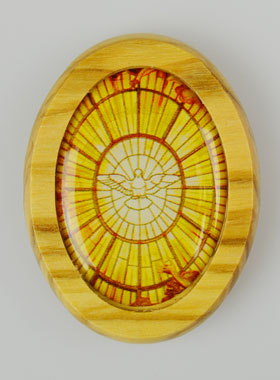 Plaque Auto du Saint Esprit en Bois d'Olivier 4cm (pic 1)