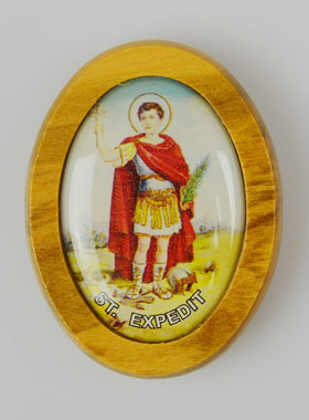 Plaque Auto Saint Expédit en Bois d'Olivier 4cm (pic 1)