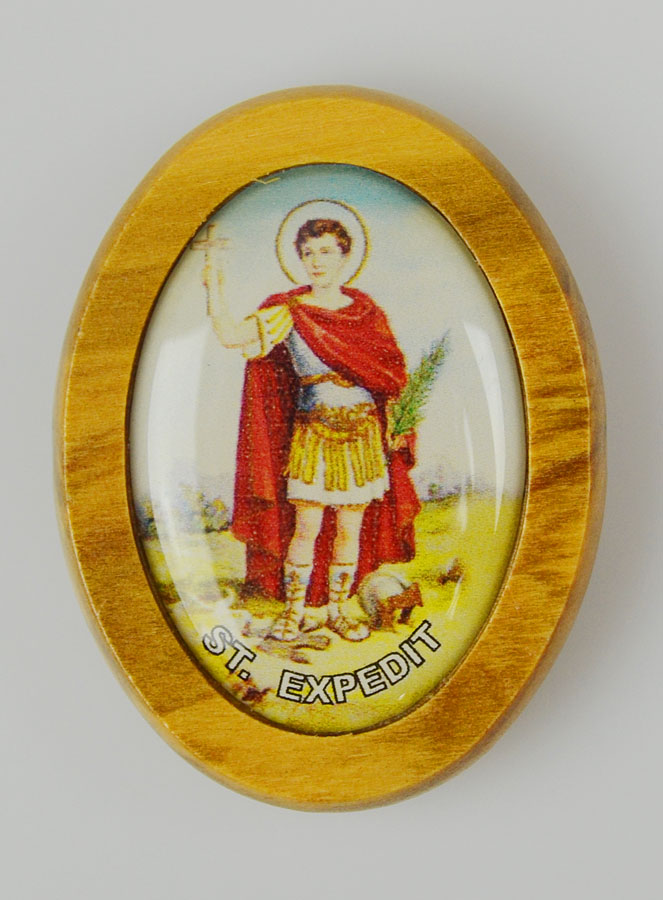 Plaque Auto Saint Expédit en Bois d'Olivier 4cm (pic 2)