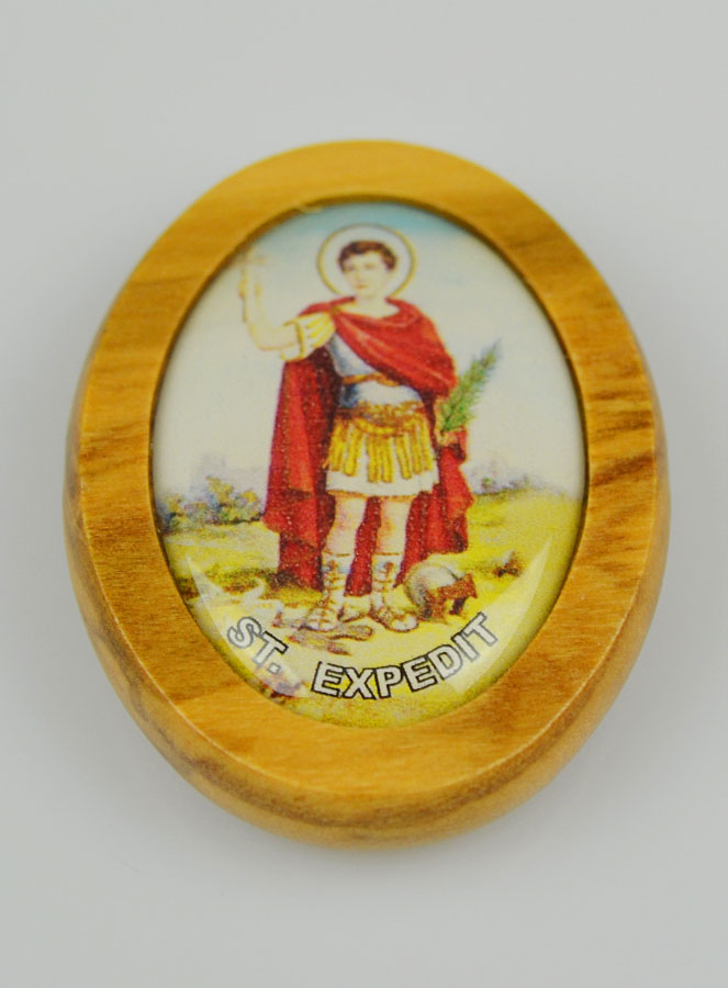 Plaque Auto Saint Expédit en Bois d'Olivier 4cm (pic 3)