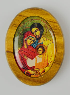 Plaque Auto Sainte Famille en Bois d'Olivier 4cm (pic 1)