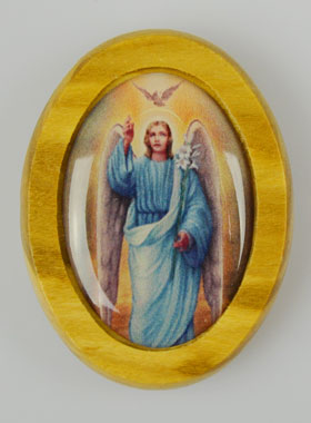 Plaque Auto Ange Gabriel en Bois d'Olivier 4cm (pic 1)