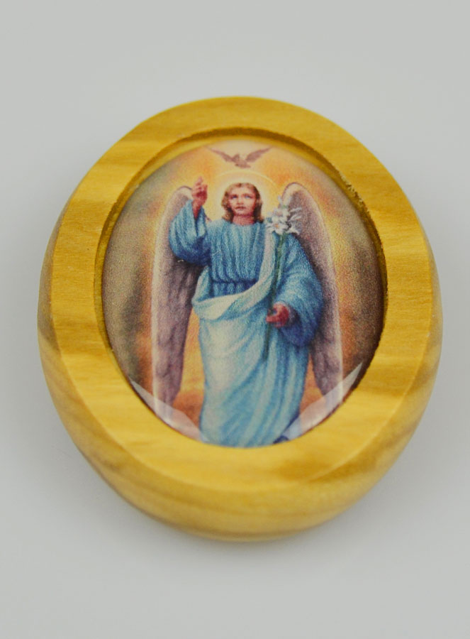Plaque Auto Ange Gabriel en Bois d'Olivier 4cm (pic 3)