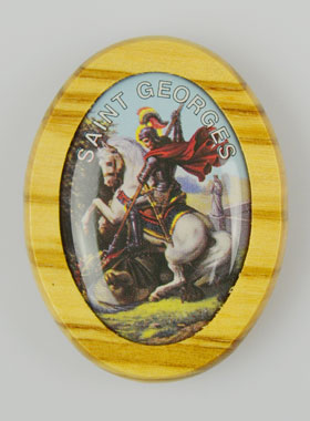 Plaque Auto Saint Georges en Bois d'Olivier 4cm (pic 1)