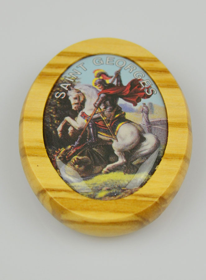 Plaque Auto Saint Georges en Bois d'Olivier 4cm (pic 3)