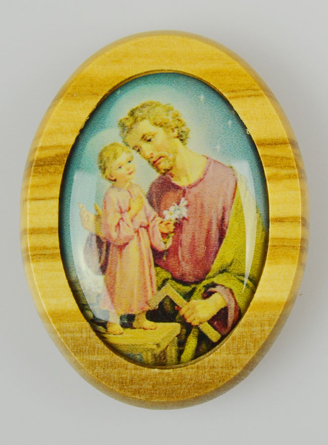 Plaque Auto Saint Joseph en Bois d'Olivier 4cm (pic 2)