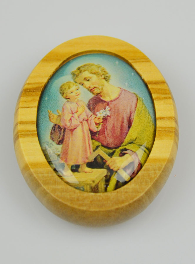 Plaque Auto Saint Joseph en Bois d'Olivier 4cm (pic 3)