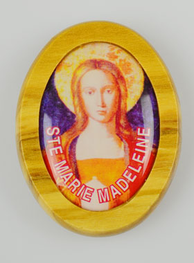 Plaque Auto Sainte Marie Madeleine en Bois d'Olivier 4cm (pic 1)