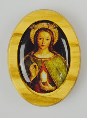 Plaque Auto Icône Sainte Marie Madeleine en Bois d'Olivier 4cm (pic 1)