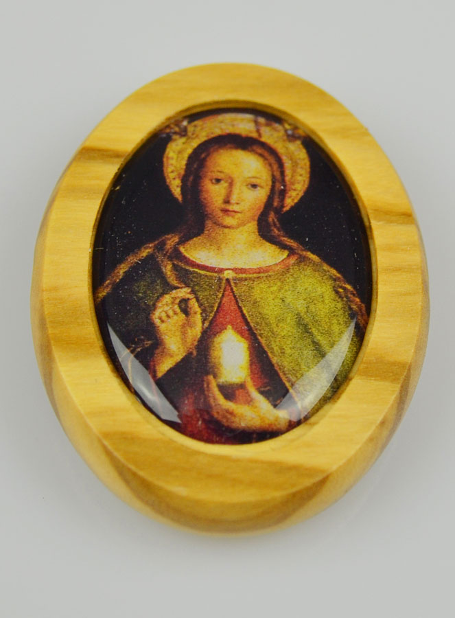 Plaque Auto Icône Sainte Marie Madeleine en Bois d'Olivier 4cm (pic 3)