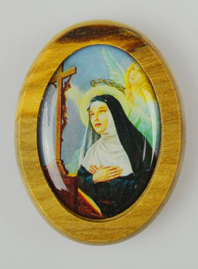 Plaque Auto Sainte Rita en Bois d'Olivier 4cm (pic 1)