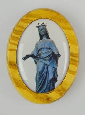 Plaque Auto Sainte Vierge Noire en Bois d'Olivier 4cm (pic 1)