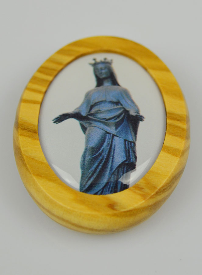 Plaque Auto Sainte Vierge Noire en Bois d'Olivier 4cm (pic 3)