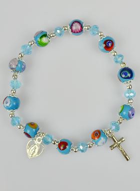 Bracelet Religieux Dizainier en Perles de Murano Bleu (pic 1)
