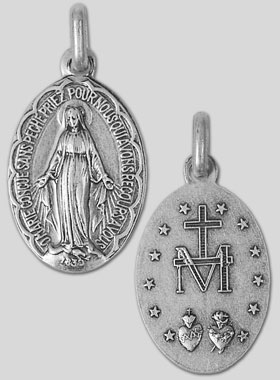 Médaille Vierge Miraculeuse en Argent Vieilli - 19mm (pic 1)