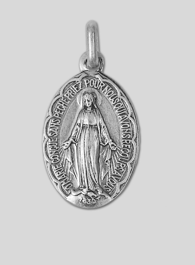 Médaille Vierge Miraculeuse en Argent Vieilli - 19mm (pic 3)