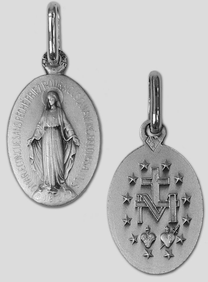 Médaille Miraculeuse Rue du Bac - 15mm - Argent Massif (pic 2)