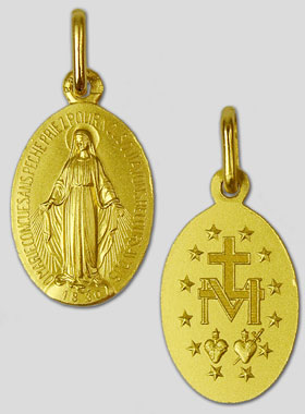 Médaille Miraculeuse Rue du Bac - 17mm - Plaqué Or 18 Carats (pic 1)