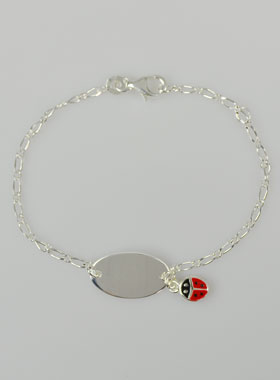 Bracelet Gourmette Bébé en Argent Coccinelle - Maille Figaro (pic 1)