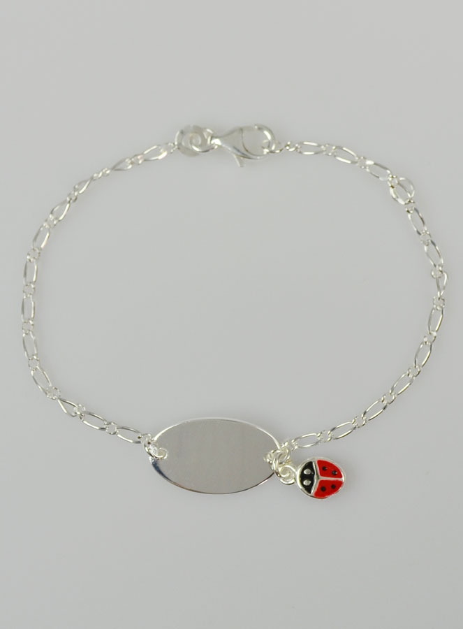 Bracelet Gourmette Bébé en Argent Coccinelle - Maille Figaro (pic 2)