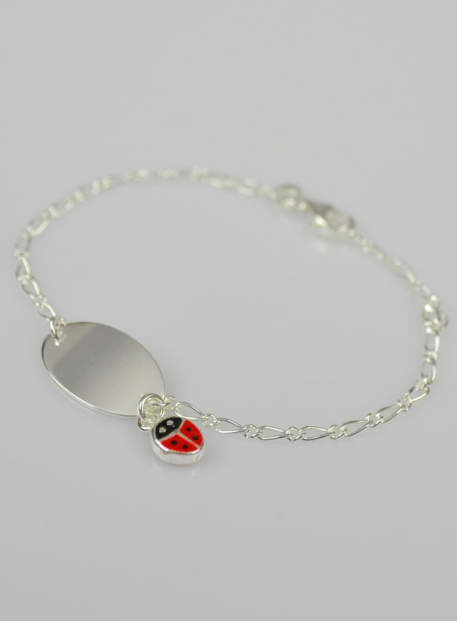Bracelet Gourmette Bébé en Argent Coccinelle - Maille Figaro (pic 3)