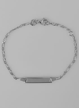 Bracelet Gourmette Identité Bébé en Argent - Maille Figaro (pic 1)