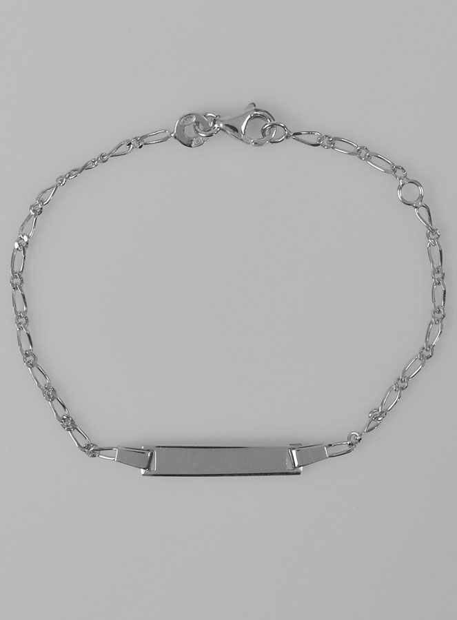 Bracelet Gourmette Identité Bébé en Argent - Maille Figaro (pic 2)