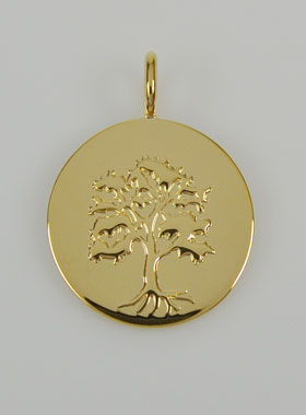 Médaille Arbre de Vie en Plaqué Or 18 Carats - 18mm (pic 1)