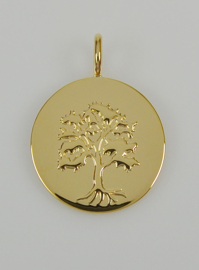 Médaille Arbre de Vie en Plaqué Or 18 Carats - 18mm (pic 2)