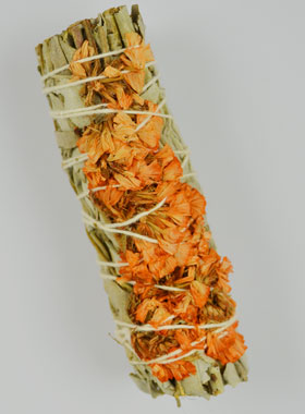 Smudge de Sauge Blanche & Fleurs de Statice Sinuata Orange (pic 1)