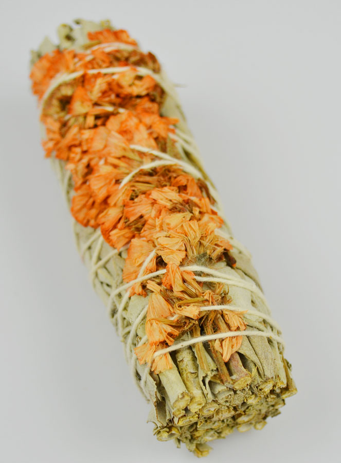 Smudge de Sauge Blanche & Fleurs de Statice Sinuata Orange (pic 3)