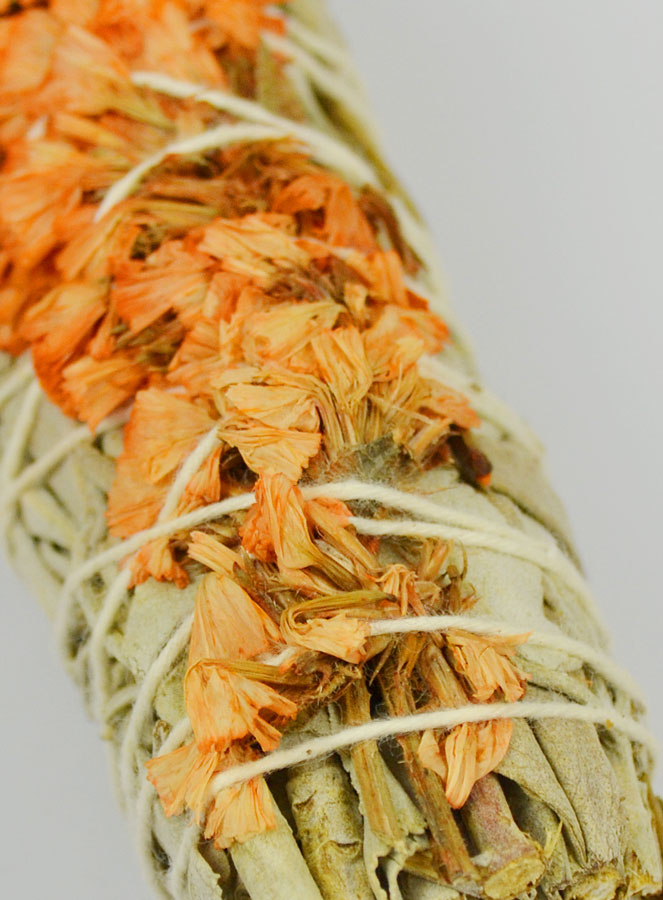 Smudge de Sauge Blanche & Fleurs de Statice Sinuata Orange (pic 4)