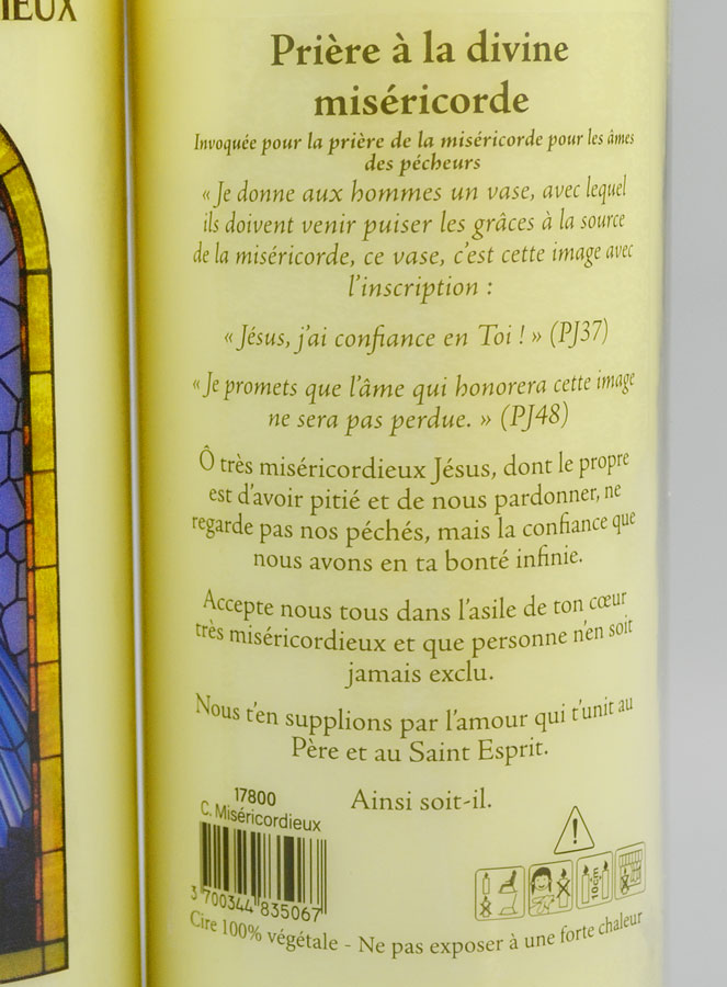 Bougie de Neuvaine Prière de la Miséricorde - Christ Miséricordieux (pic 4)
