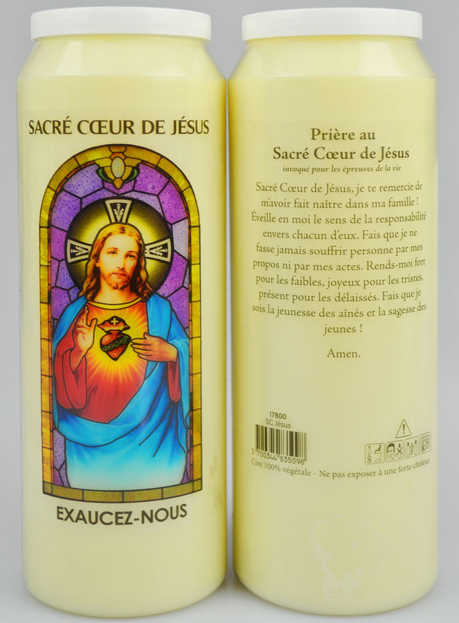 Bougie de Neuvaine Prier pour les Épreuves de la Vie - Sacré Coeur de Jésus (pic 1)