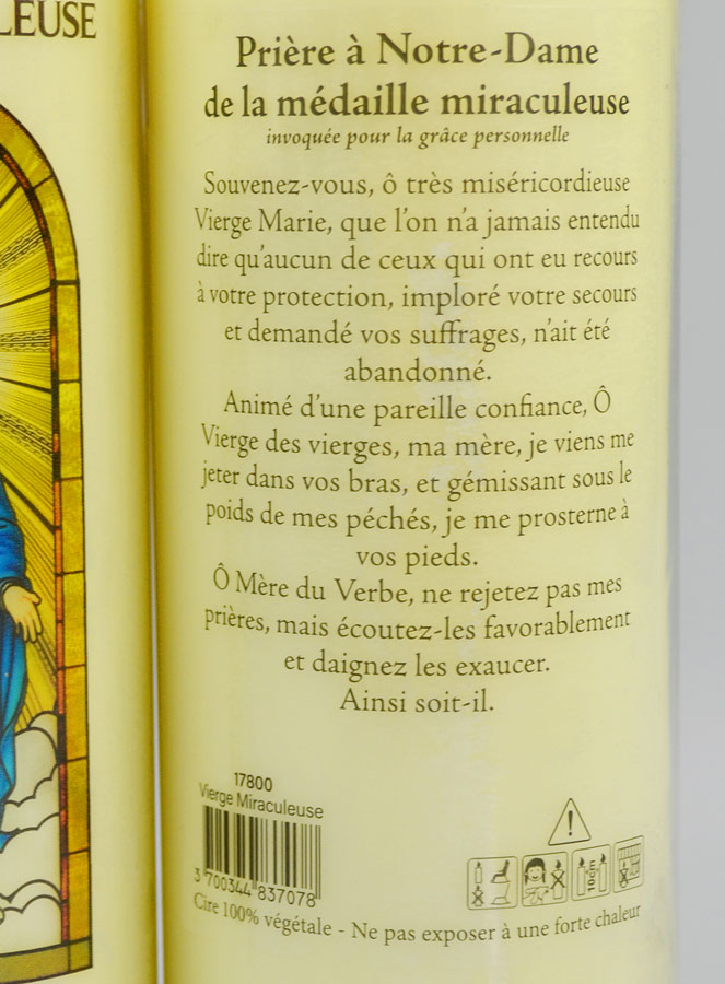 Bougie de Neuvaine Prière pour une Grâce Miraculeuse - Vierge Miraculeuse (pic 4)