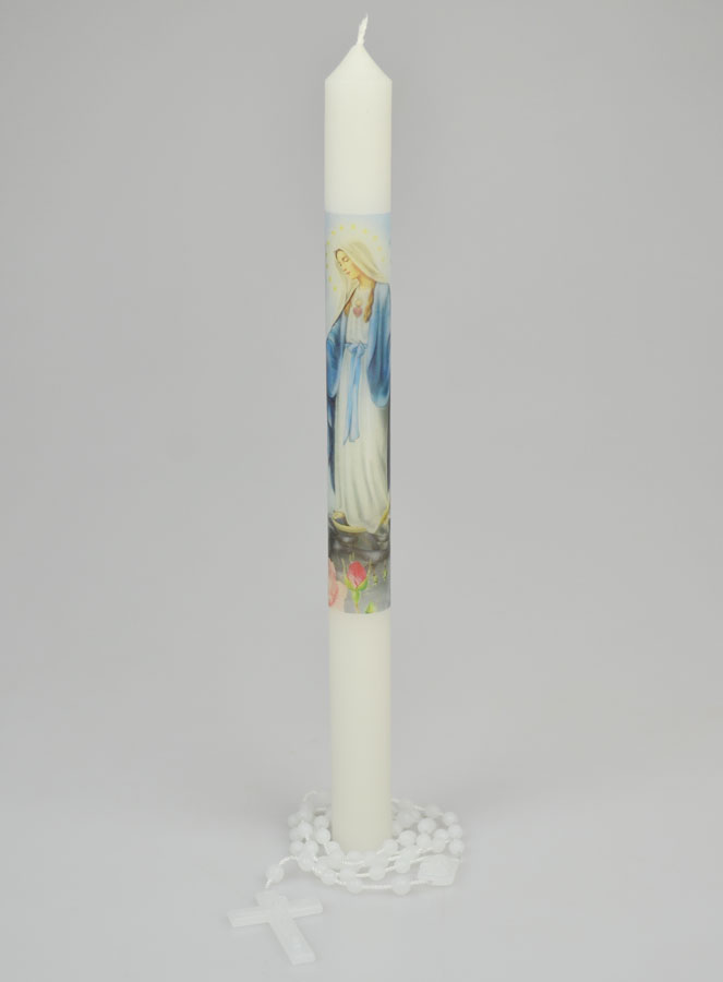Bougie Cierge Vierge Miraculeuse - Prière & Chapelet (pic 2)