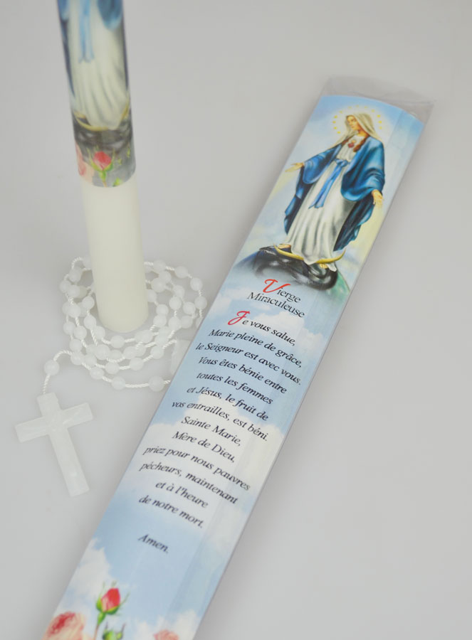 Bougie Cierge Vierge Miraculeuse - Prière & Chapelet (pic 3)