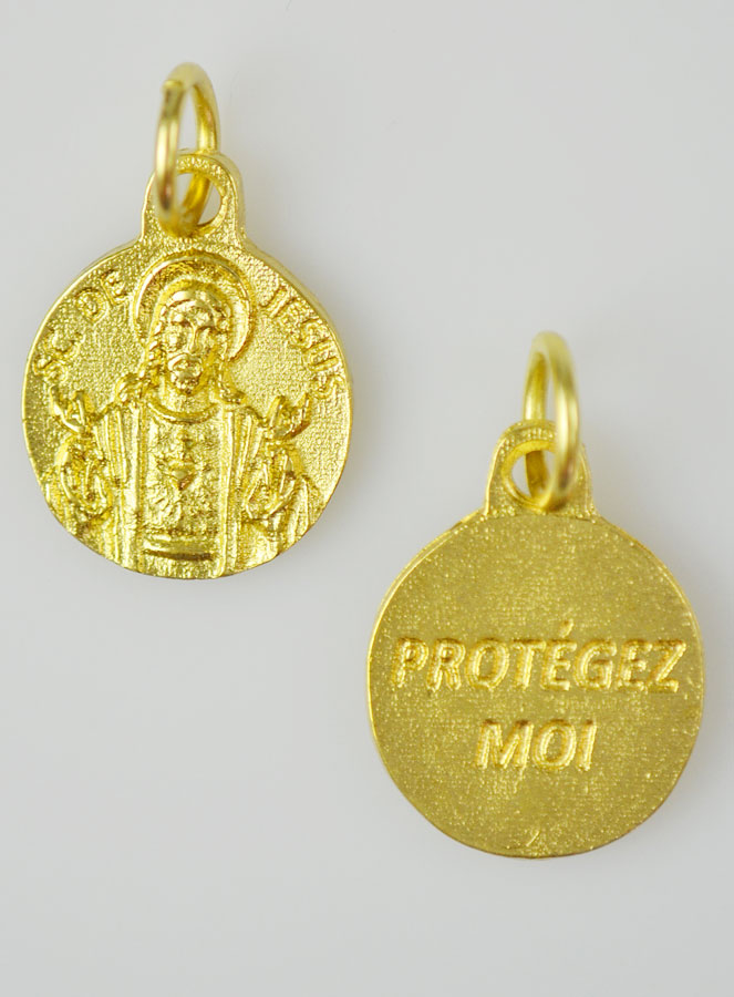 Médaille Sacré Coeur de Jésus Dorée - 12 mm (pic 2)