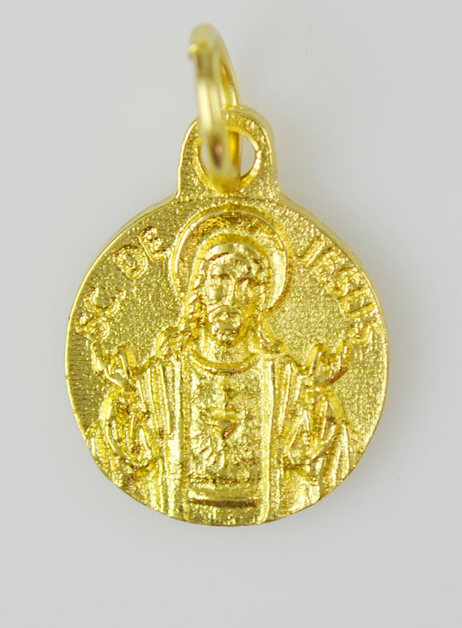 Médaille Sacré Coeur de Jésus Dorée - 12 mm (pic 3)