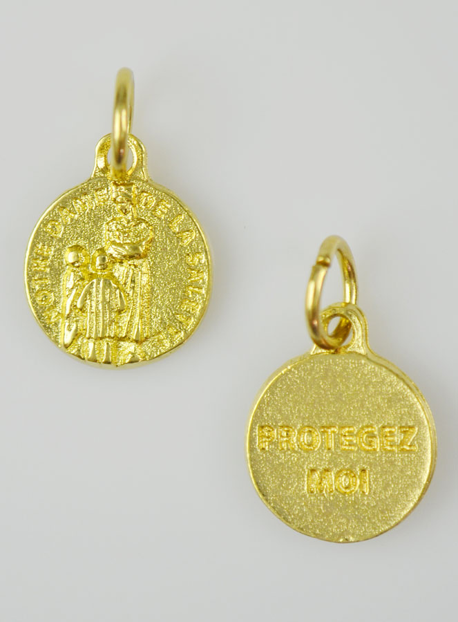 Médaille Notre Dame de la Salette Dorée - 12 mm (pic 2)