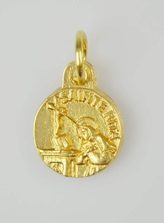 Médaille Sainte Rita Dorée - 12 mm (pic 3)