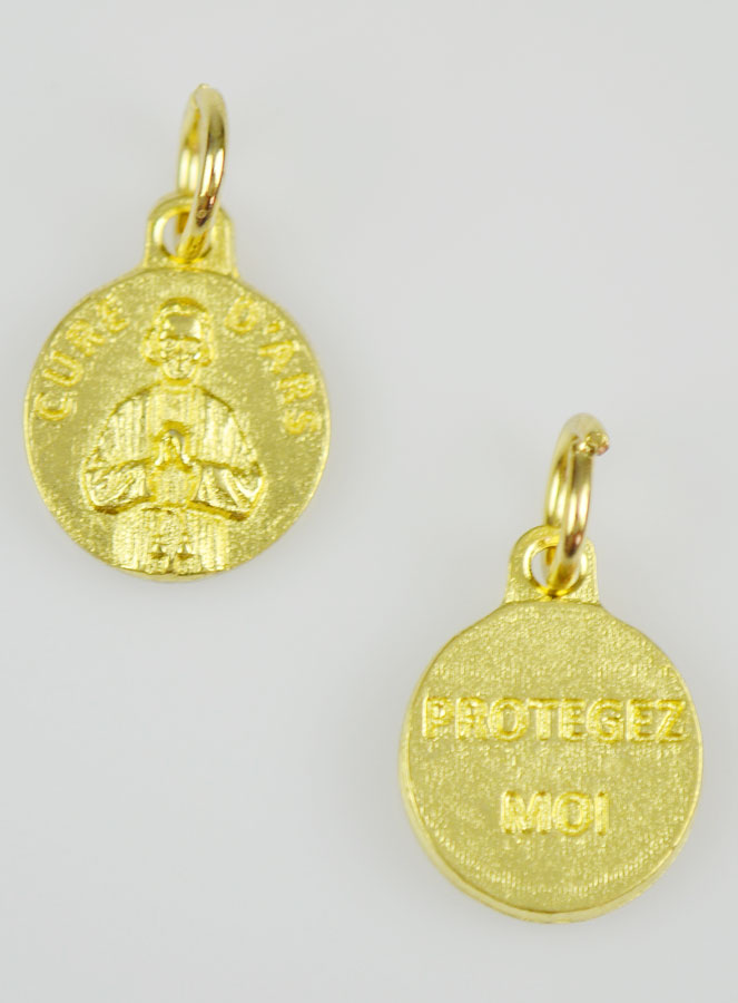 Médaille Saint Curé d'Ars Dorée - 12 mm (pic 2)