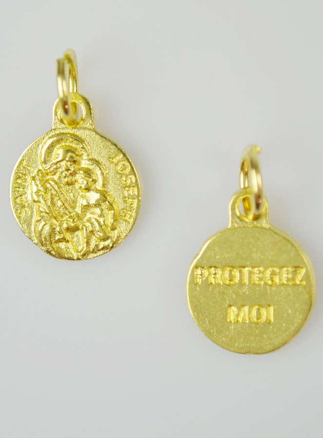 Médaille Saint Joseph Dorée - 12 mm (pic 2)