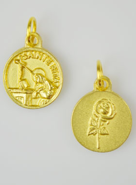 Médaille Sainte Rita Dorée - 15 mm (pic 1)