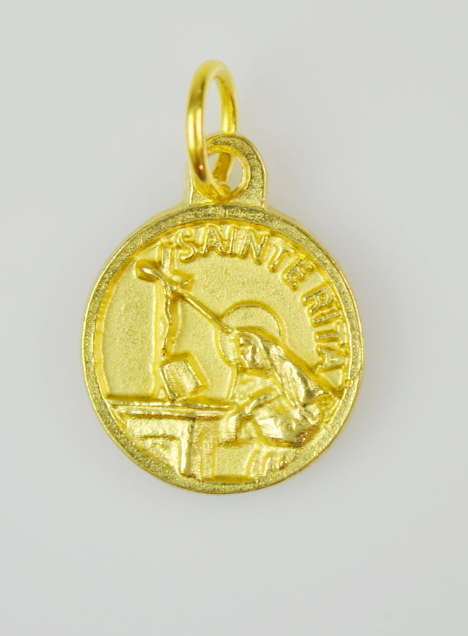 Médaille Sainte Rita Dorée - 15 mm (pic 3)