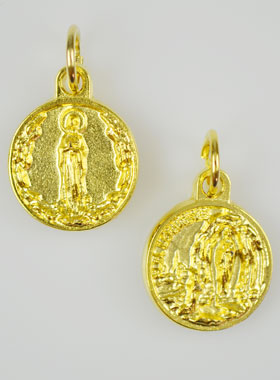 Médaille Notre Dame de Lourdes Dorée - 15 mm (pic 1)