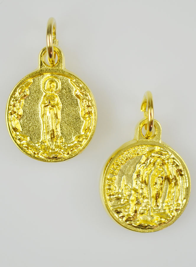 Médaille Notre Dame de Lourdes Dorée - 15 mm (pic 2)