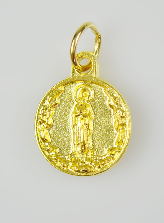 Médaille Notre Dame de Lourdes Dorée - 15 mm (pic 3)
