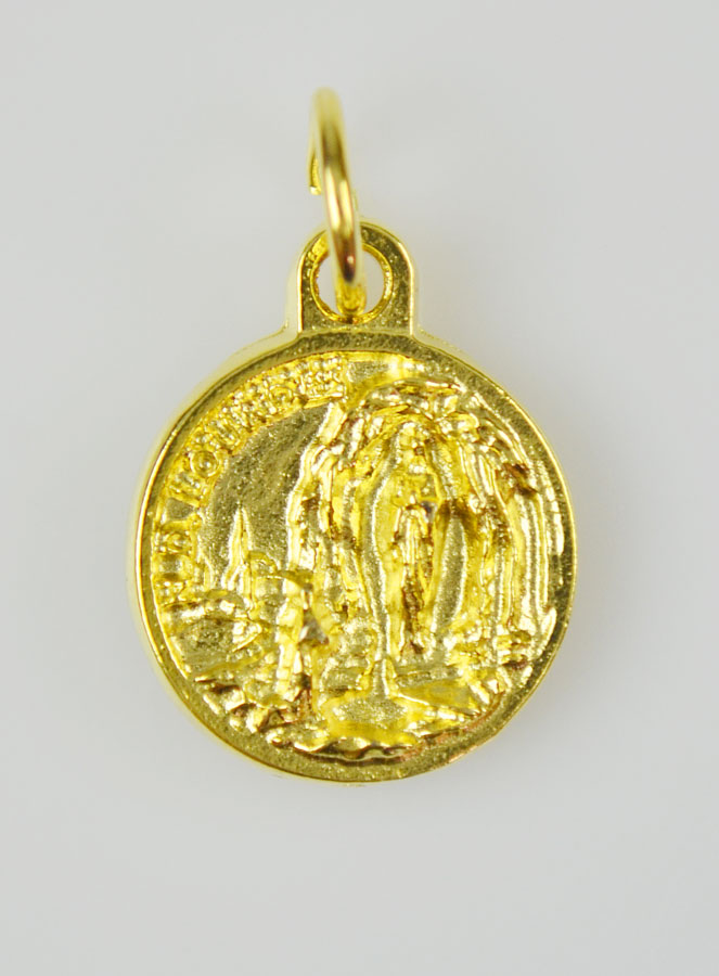 Médaille Notre Dame de Lourdes Dorée - 15 mm (pic 4)